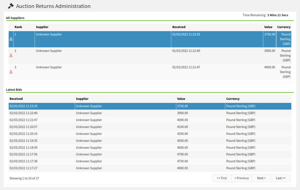 e-Auctions product screen shot